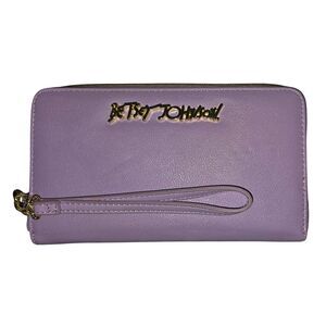 Betsey Johnson Lilac Lavendar Purple Deluxe Wristlet Wallet Purse Bag Checkbook